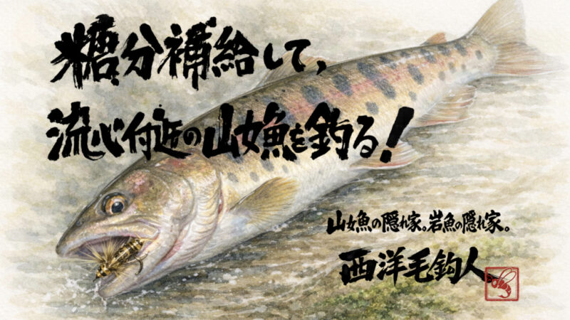 【フライフィッシング】糖分補給して、流心付近の山女魚を釣る！ 