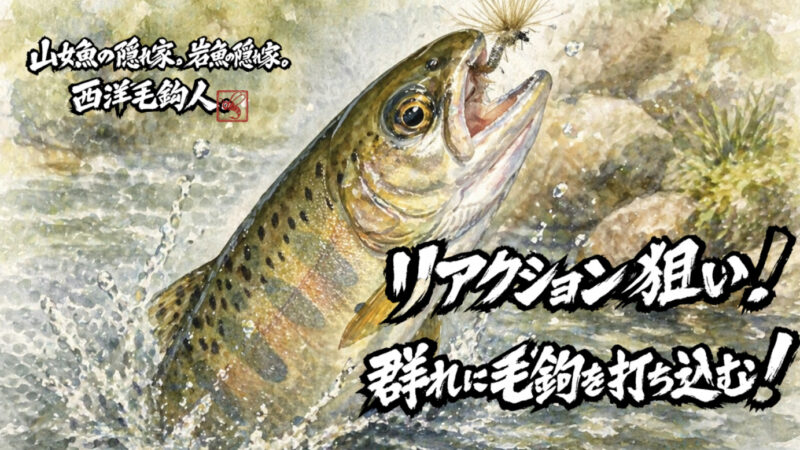 【フライフィッシング】リアクション狙い！群れに毛鉤を打ち込む！