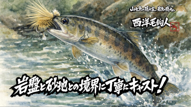 【フライフィッシング】岩盤と砂地との境界に丁寧にキャスト！