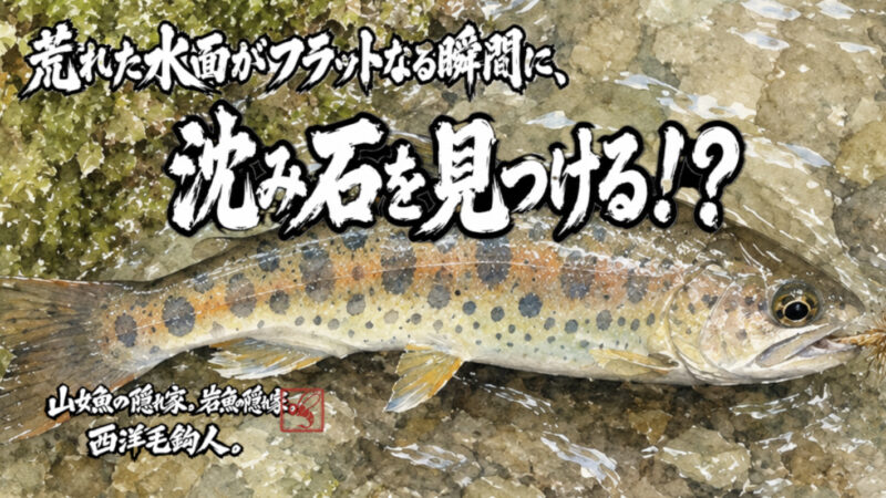 【フライフィッシング】荒れた水面がフラットなる瞬間に、沈み石を見つける！？