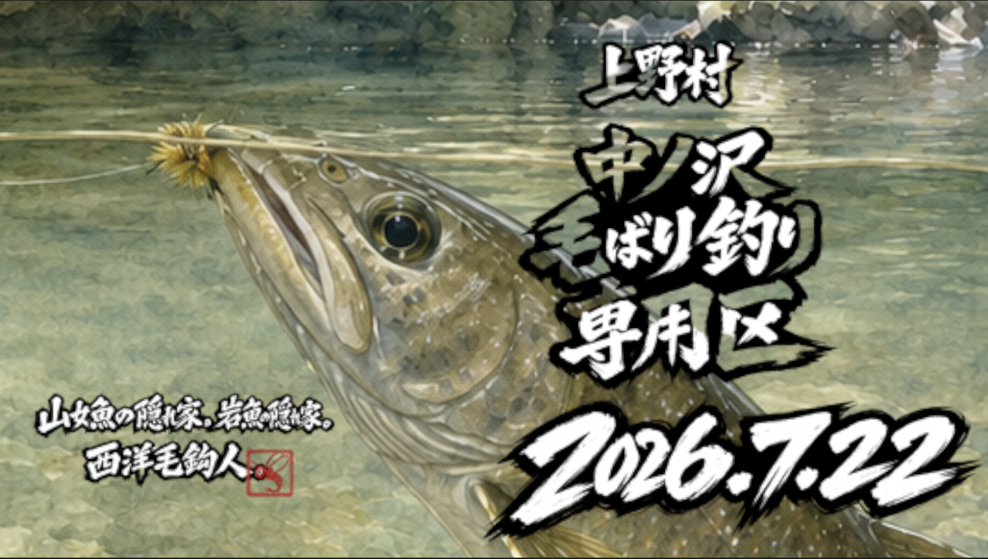 【釣果10匹山女魚2岩魚8】中ノ沢毛ばり釣り専用区2026.7.22