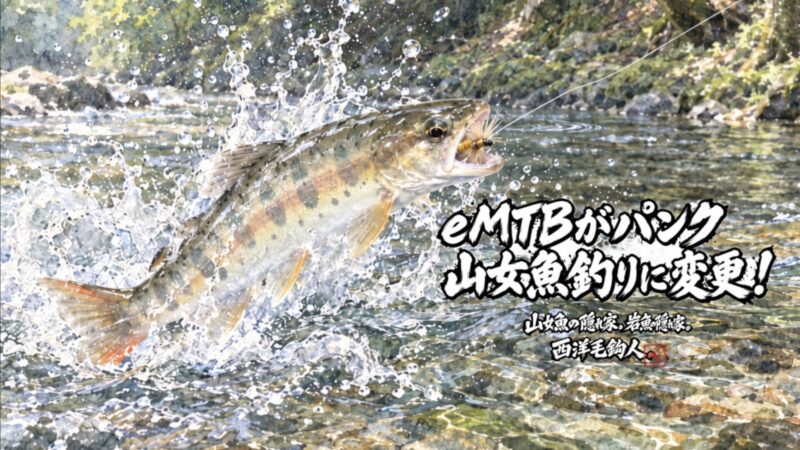 【フライフィッシング】eMTBがパンク・・・山女魚釣りに変更！